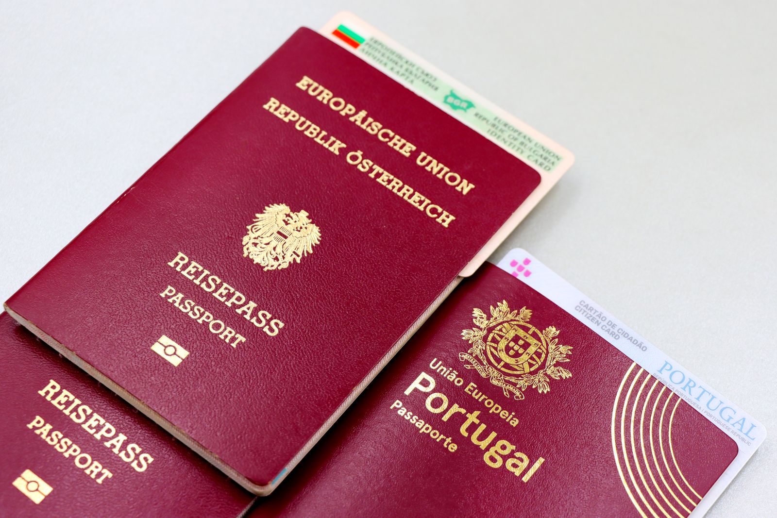 Passports and an ID card ready for travel